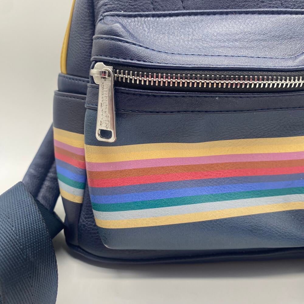 Doctor Who Loungefly Navy Blue Stripe Mini Backpack Thirteenth Adjustable Rare - Picture 3 of 11